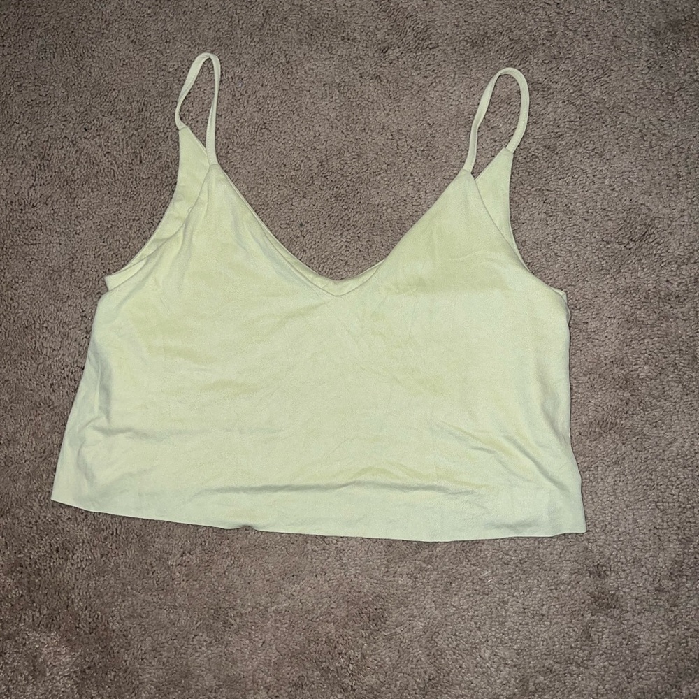 NWOT Forever 21 Pale Yellow Suede Flowy Cropped Tank Top
